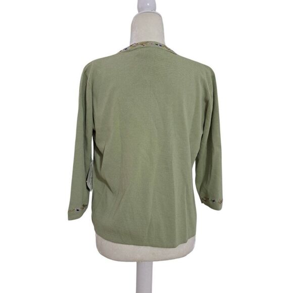 Joseph A. Women's 2 Pc Set Knit Top 3/4 Cardigan Sage Green Rhinestone Sz XL - Picture 5 of 8